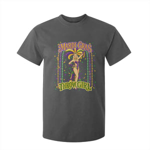 Funny Mardi Gras Throw Girl T Shirt For Kid New Orleans Carnival Beads TS11 Dark Heather Print Your Wear