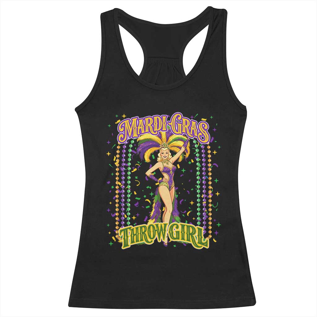 Funny Mardi Gras Throw Girl Racerback Tank Top New Orleans Carnival Beads TS11 Black Print Your Wear
