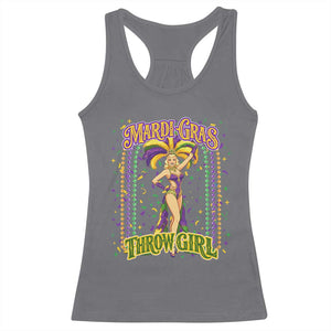 Funny Mardi Gras Throw Girl Racerback Tank Top New Orleans Carnival Beads TS11 Charcoal Print Your Wear