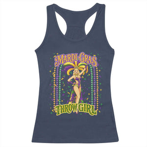 Funny Mardi Gras Throw Girl Racerback Tank Top New Orleans Carnival Beads TS11 Navy Print Your Wear