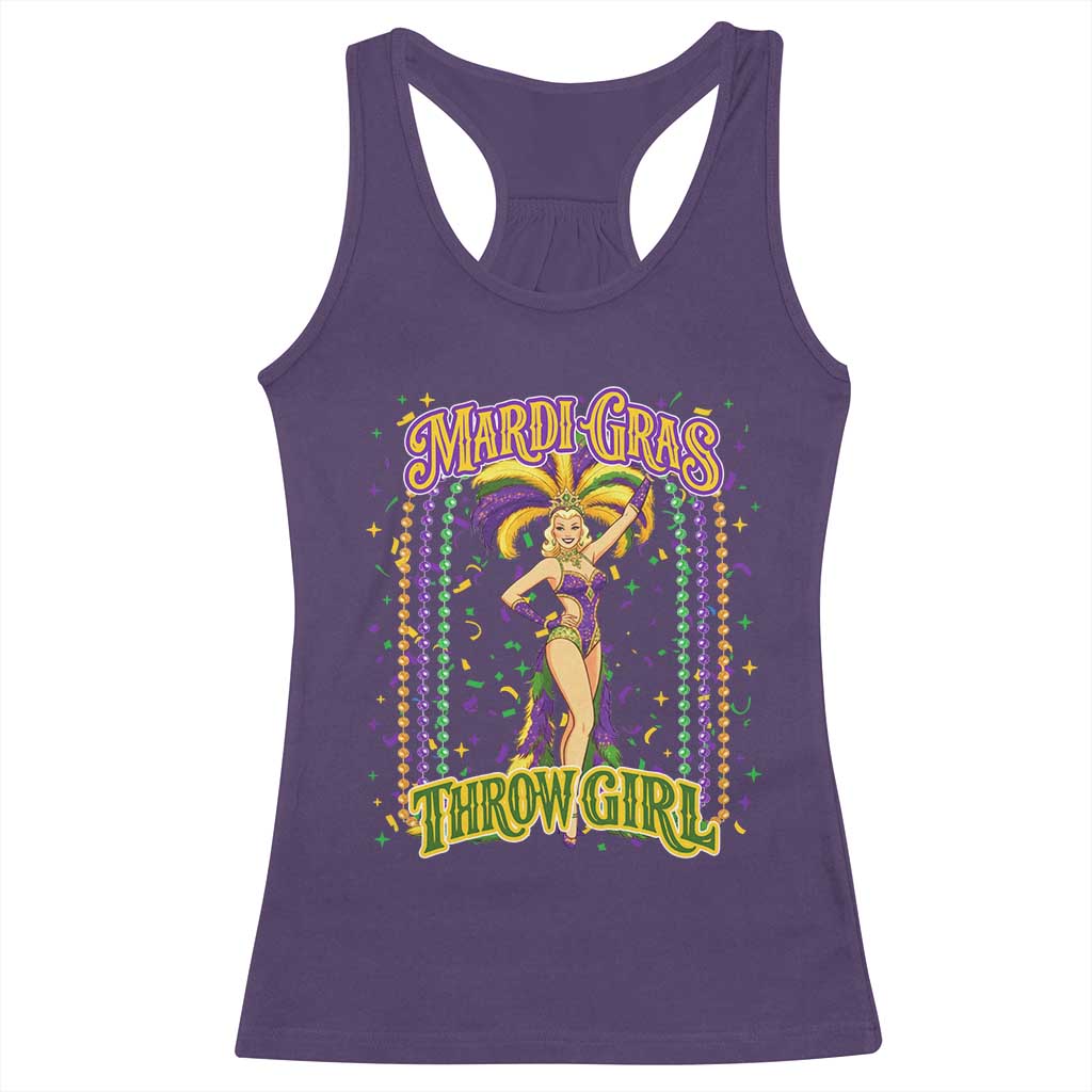 Funny Mardi Gras Throw Girl Racerback Tank Top New Orleans Carnival Beads TS11 Purple Print Your Wear