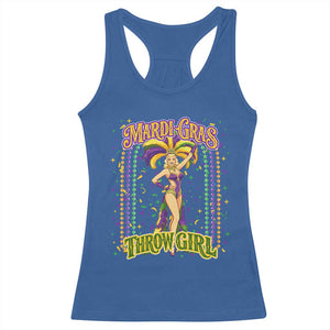 Funny Mardi Gras Throw Girl Racerback Tank Top New Orleans Carnival Beads TS11 Royal Blue Print Your Wear