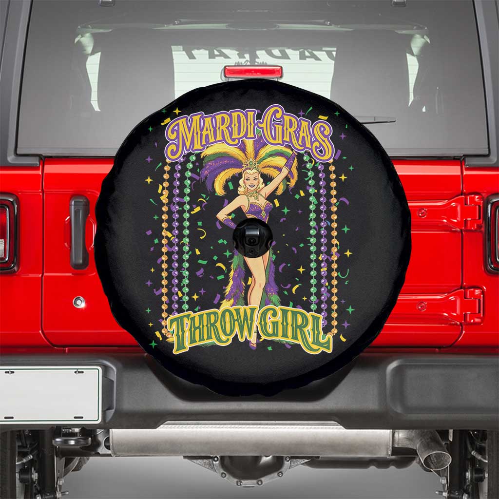 Funny Mardi Gras Throw Girl Spare Tire Cover New Orleans Carnival Beads TS11 Black Print Your Wear