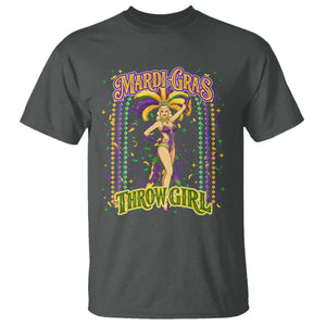 Funny Mardi Gras Throw Girl T Shirt New Orleans Carnival Beads TS11 Dark Heather Print Your Wear