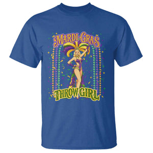 Funny Mardi Gras Throw Girl T Shirt New Orleans Carnival Beads TS11 Royal Blue Print Your Wear