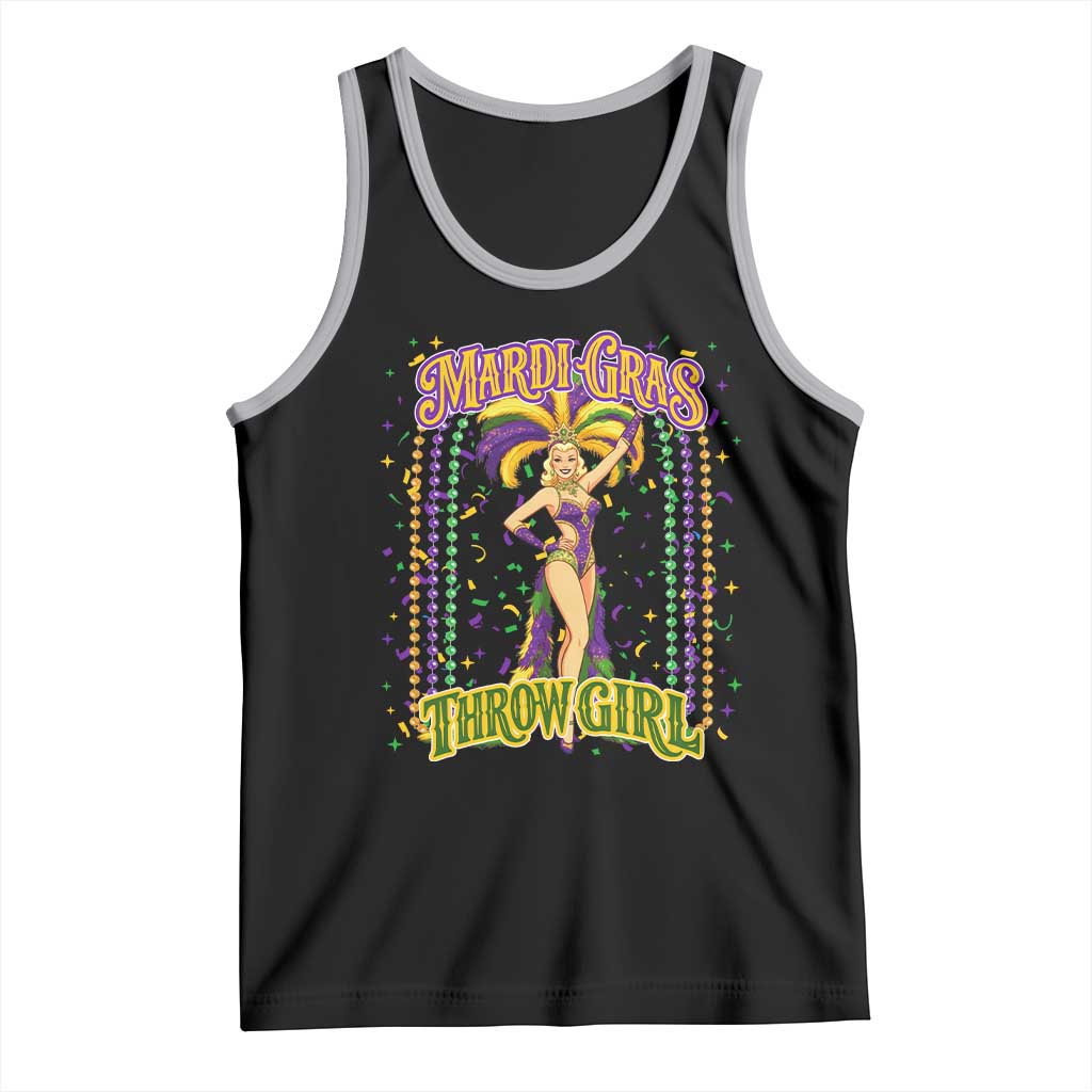 Funny Mardi Gras Throw Girl Tank Top New Orleans Carnival Beads TS11 Black Athletic Heather Print Your Wear