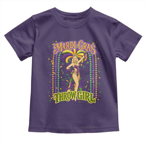 Funny Mardi Gras Throw Girl Toddler T Shirt New Orleans Carnival Beads TS11 Purple Print Your Wear