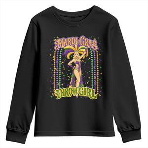 Funny Mardi Gras Throw Girl Youth Sweatshirt New Orleans Carnival Beads TS11 Black Print Your Wear