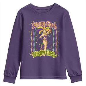Funny Mardi Gras Throw Girl Youth Sweatshirt New Orleans Carnival Beads TS11 Purple Print Your Wear