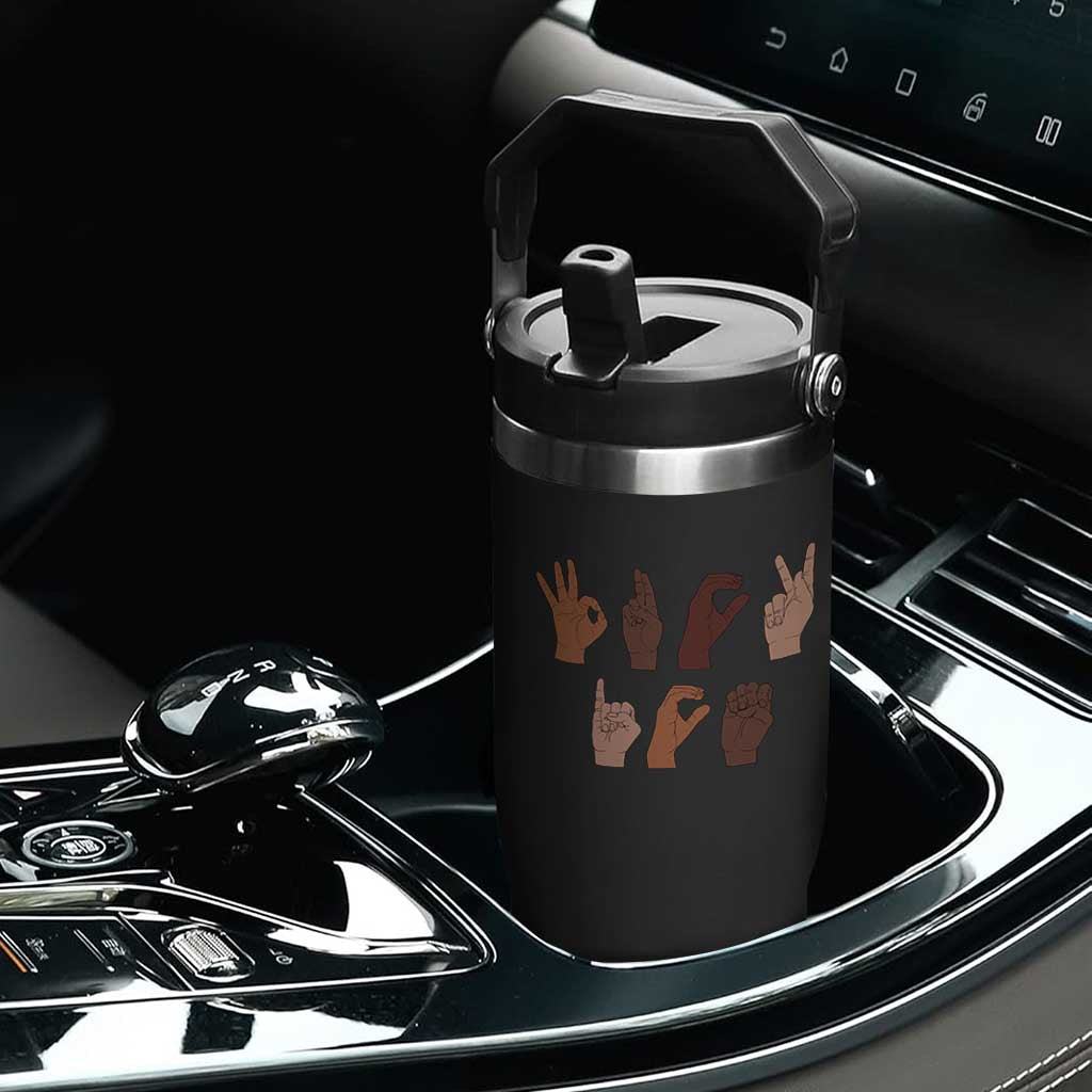 Funny Fuck Hand Sign Language Anti Deportation Flip Straw Tumbler Chinga La Migra TS11 Print Your Wear