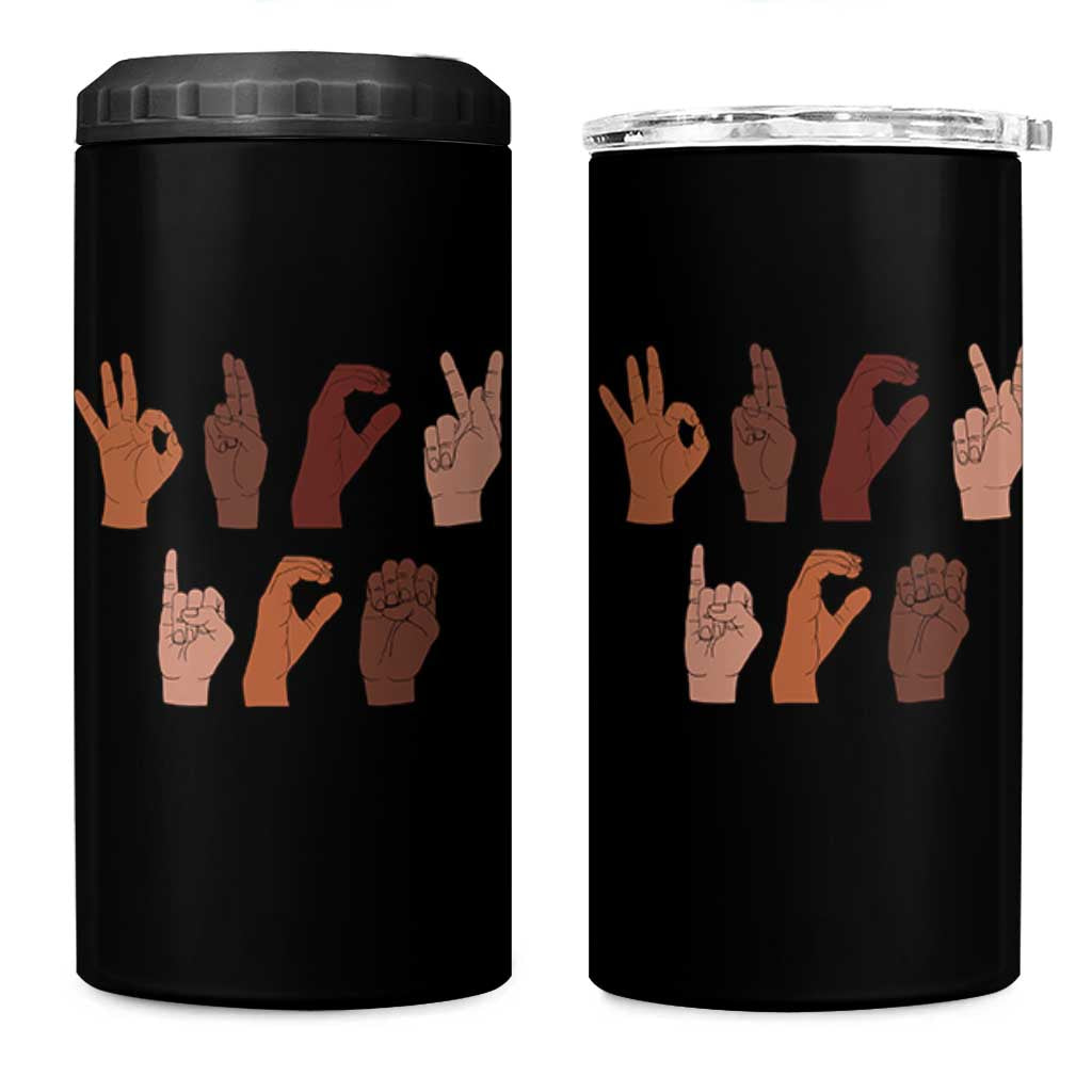 Funny Fuck Hand Sign Language Anti Deportation 4 in 1 Can Cooler Tumbler Chinga La Migra TS11 One Size: 16 oz Black Print Your Wear