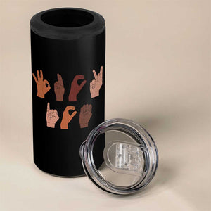 Funny Fuck Hand Sign Language Anti Deportation 4 in 1 Can Cooler Tumbler Chinga La Migra TS11 Print Your Wear