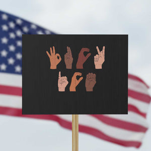 Funny Fuck Hand Sign Language Anti Deportation Protest Sign Chinga La Migra TS11 Horizontal 18" × 24" Black Print Your Wear