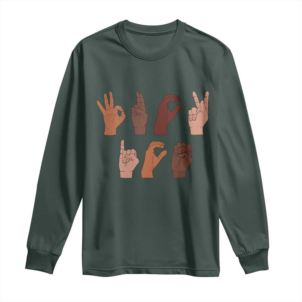 Funny Fuck Hand Sign Language Anti Deportation Long Sleeve Shirt Chinga La Migra TS11 Dark Forest Green Print Your Wear