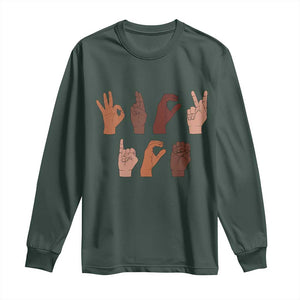 Funny Fuck Hand Sign Language Anti Deportation Long Sleeve Shirt Chinga La Migra TS11 Dark Forest Green Print Your Wear