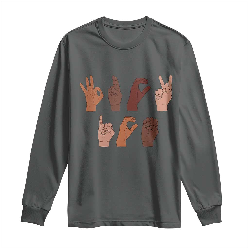 Funny Fuck Hand Sign Language Anti Deportation Long Sleeve Shirt Chinga La Migra TS11 Dark Heather Print Your Wear