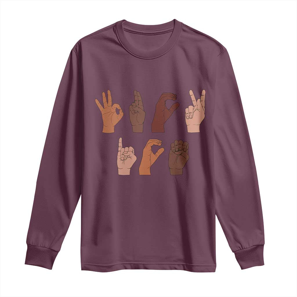 Funny Fuck Hand Sign Language Anti Deportation Long Sleeve Shirt Chinga La Migra TS11 Maroon Print Your Wear