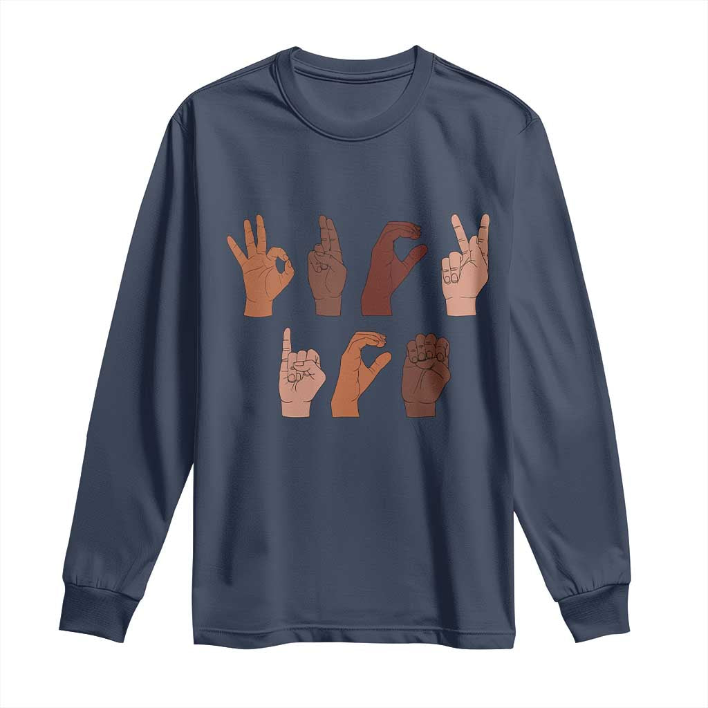 Funny Fuck Hand Sign Language Anti Deportation Long Sleeve Shirt Chinga La Migra TS11 Navy Print Your Wear