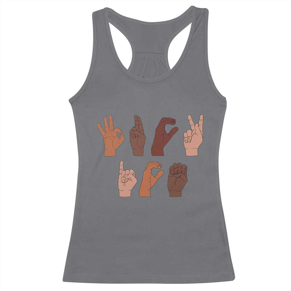Funny Fuck Hand Sign Language Anti Deportation Racerback Tank Top Chinga La Migra TS11 Charcoal Print Your Wear