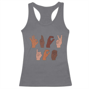 Funny Fuck Hand Sign Language Anti Deportation Racerback Tank Top Chinga La Migra TS11 Charcoal Print Your Wear