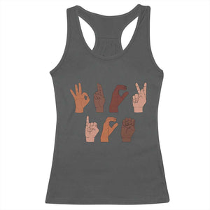 Funny Fuck Hand Sign Language Anti Deportation Racerback Tank Top Chinga La Migra TS11 Dark Heather Print Your Wear