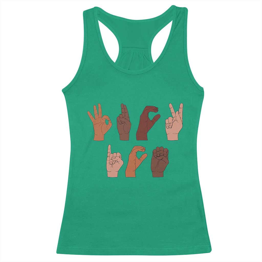 Funny Fuck Hand Sign Language Anti Deportation Racerback Tank Top Chinga La Migra TS11 Irish Green Print Your Wear