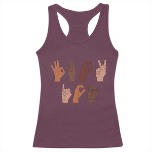 Funny Fuck Hand Sign Language Anti Deportation Racerback Tank Top Chinga La Migra TS11 Maroon Print Your Wear