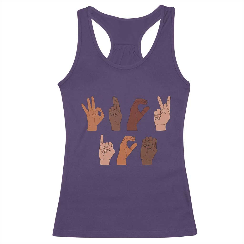 Funny Fuck Hand Sign Language Anti Deportation Racerback Tank Top Chinga La Migra TS11 Purple Print Your Wear