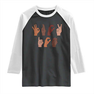 Funny Fuck Hand Sign Language Anti Deportation Raglan Shirt Chinga La Migra TS11 Black White Print Your Wear