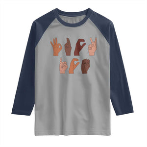 Funny Fuck Hand Sign Language Anti Deportation Raglan Shirt Chinga La Migra TS11 Sport Gray Navy Print Your Wear