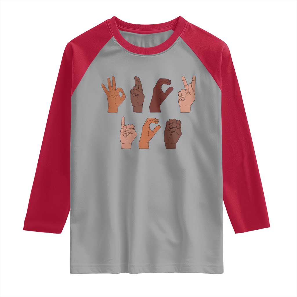 Funny Fuck Hand Sign Language Anti Deportation Raglan Shirt Chinga La Migra TS11 Sport Gray Red Print Your Wear