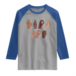 Funny Fuck Hand Sign Language Anti Deportation Raglan Shirt Chinga La Migra TS11 Sport Gray Royal Print Your Wear