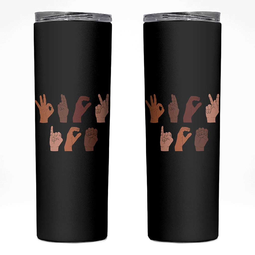 Funny Fuck Hand Sign Language Anti Deportation Skinny Tumbler Chinga La Migra TS11 Black Print Your Wear