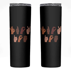 Funny Fuck Hand Sign Language Anti Deportation Skinny Tumbler Chinga La Migra TS11 Black Print Your Wear