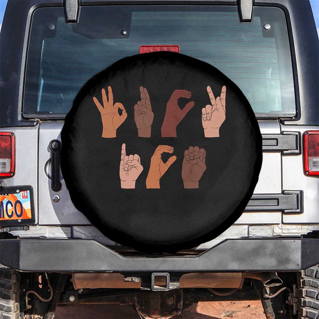 Funny Fuck Hand Sign Language Anti Deportation Spare Tire Cover Chinga La Migra TS11 No hole Black Print Your Wear