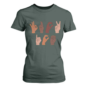 Funny Fuck Hand Sign Language Anti Deportation T Shirt For Women Chinga La Migra TS11 Dark Forest Green Print Your Wear