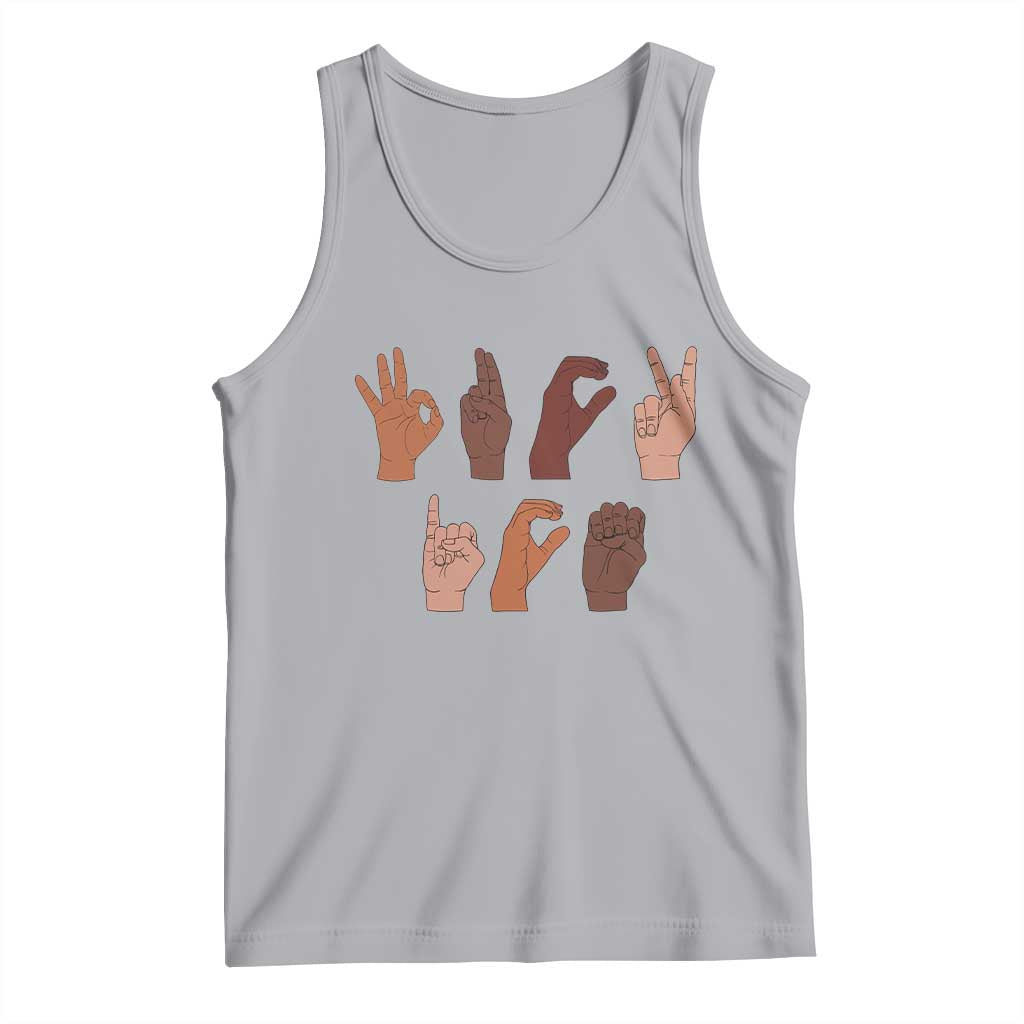 Funny Fuck Hand Sign Language Anti Deportation Tank Top Chinga La Migra TS11 Athletic Heather Print Your Wear
