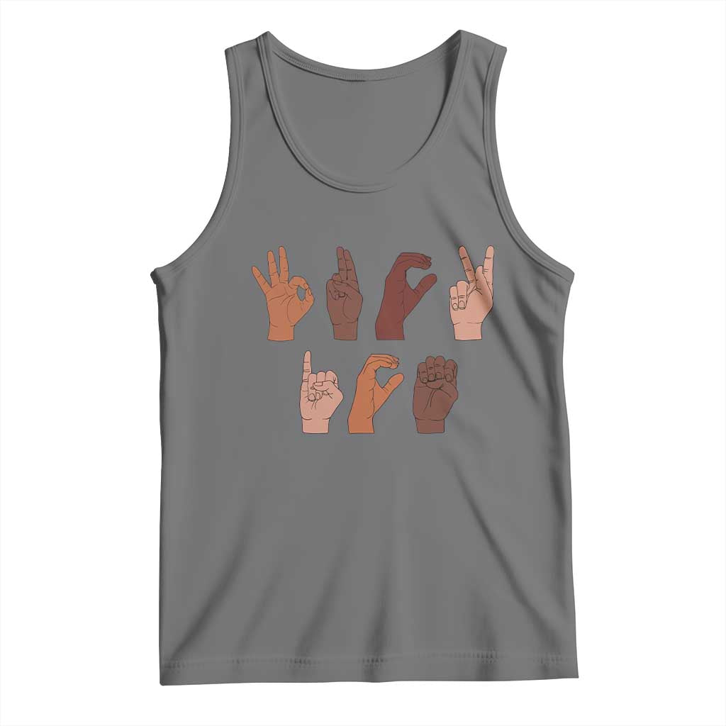 Funny Fuck Hand Sign Language Anti Deportation Tank Top Chinga La Migra TS11 Black Heather Print Your Wear