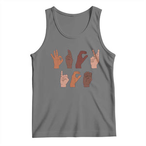 Funny Fuck Hand Sign Language Anti Deportation Tank Top Chinga La Migra TS11 Black Heather Print Your Wear