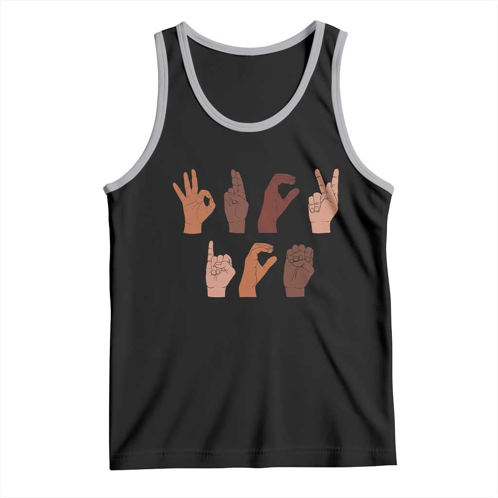Funny Fuck Hand Sign Language Anti Deportation Tank Top Chinga La Migra TS11 Black Athletic Heather Print Your Wear