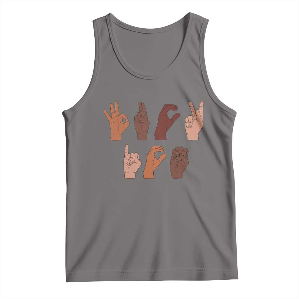 Funny Fuck Hand Sign Language Anti Deportation Tank Top Chinga La Migra TS11 Deep Heather Print Your Wear