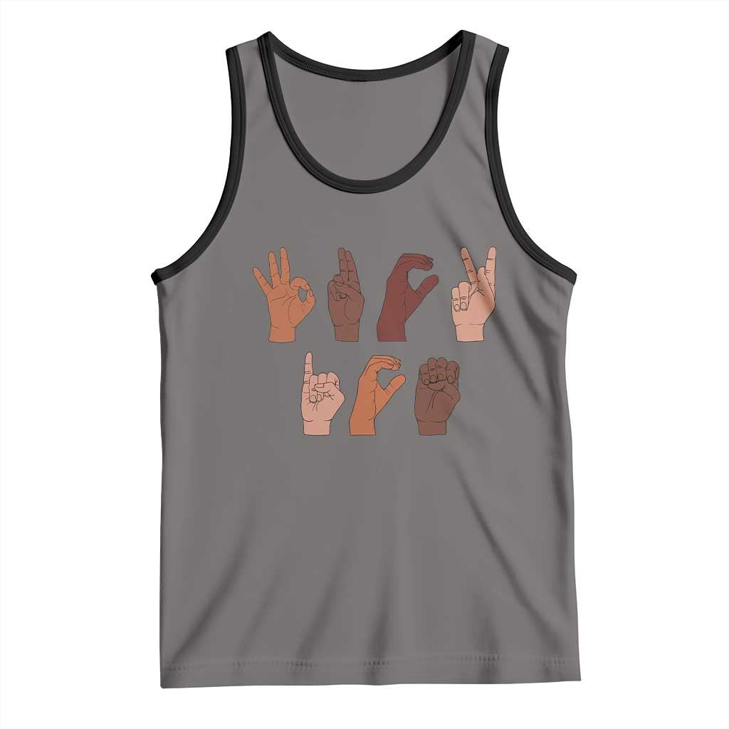 Funny Fuck Hand Sign Language Anti Deportation Tank Top Chinga La Migra TS11 Deep Heather Black Print Your Wear