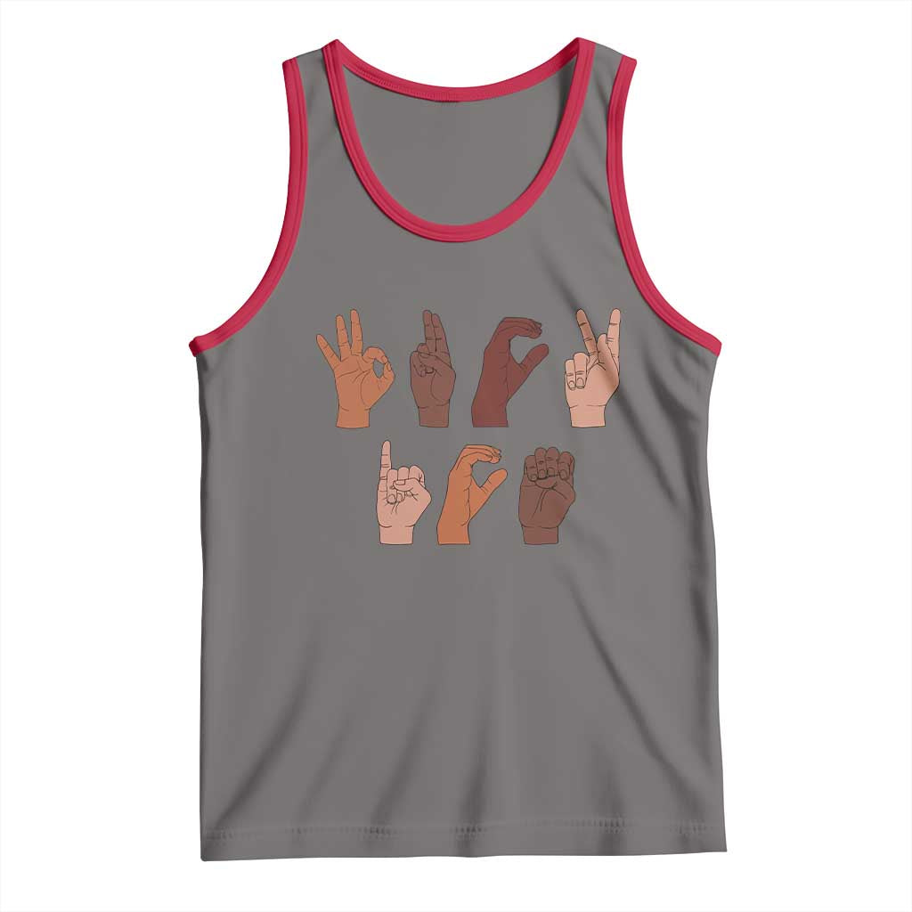Funny Fuck Hand Sign Language Anti Deportation Tank Top Chinga La Migra TS11 Deep Heather Red Print Your Wear