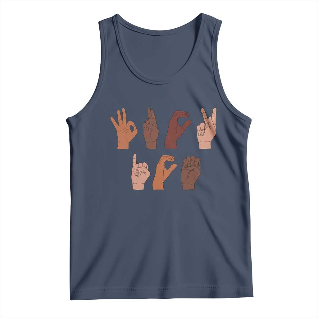 Funny Fuck Hand Sign Language Anti Deportation Tank Top Chinga La Migra TS11 Navy Print Your Wear