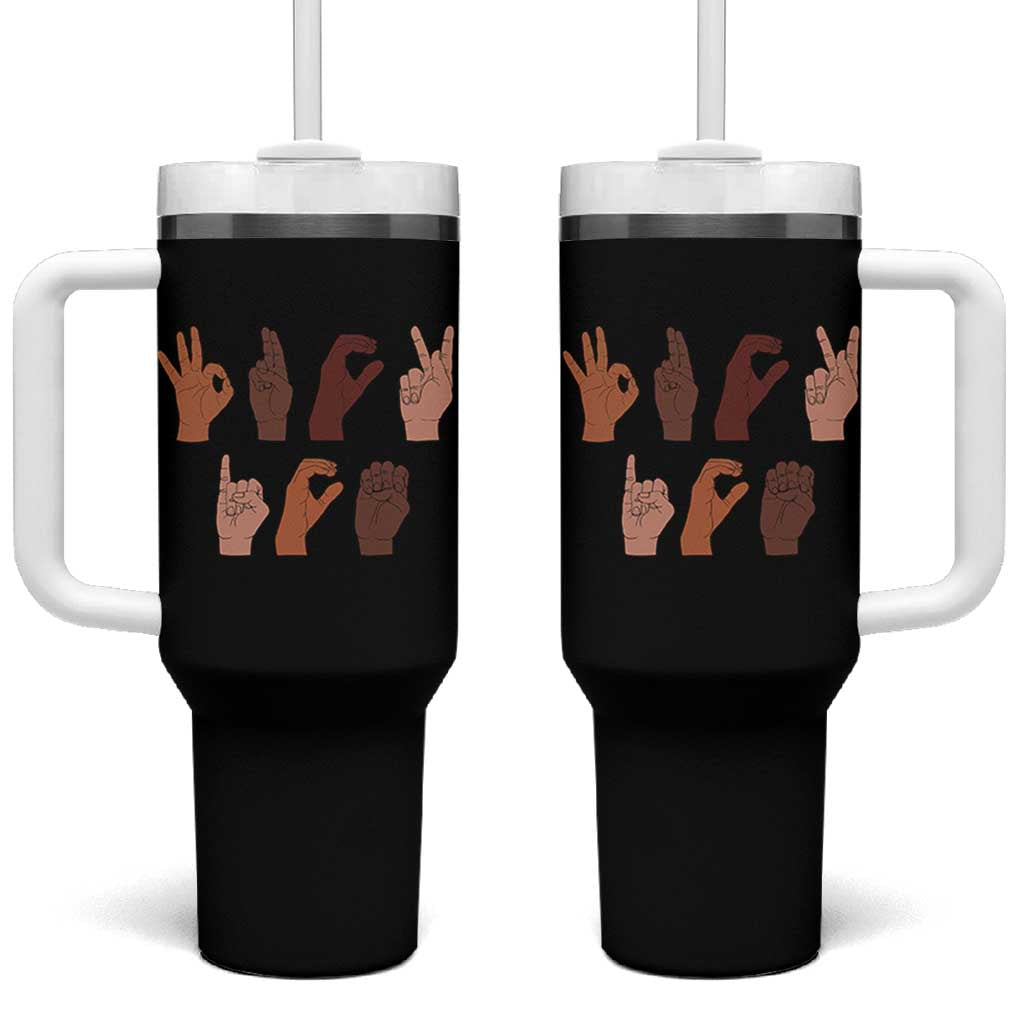 Funny Fuck Hand Sign Language Anti Deportation Tumbler With Handle Chinga La Migra TS11 One Size: 40 oz Black Print Your Wear