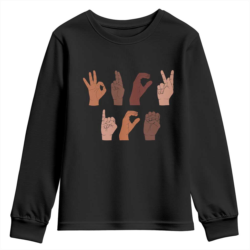Funny Fuck Hand Sign Language Anti Deportation Youth Sweatshirt Chinga La Migra TS11 Black Print Your Wear