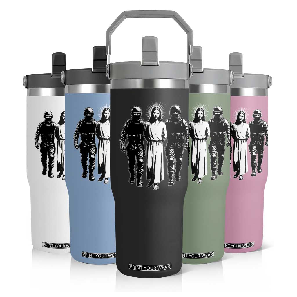 Jesus Arrested Parody Flip Straw Tumbler Funny Immigrant Rights Political Protest TS11 Print Your Wear