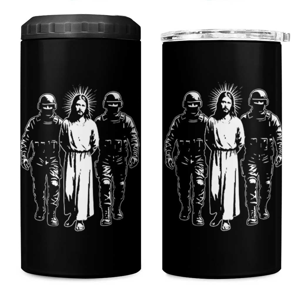 Jesus Arrested Parody 4 in 1 Can Cooler Tumbler Funny Immigrant Rights Political Protest TS11 One Size: 16 oz Black Print Your Wear