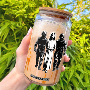 Jesus Arrested Parody Glass Can Funny Immigrant Rights Political Protest TS11 Black Print Your Wear