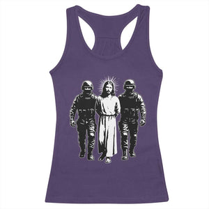 Jesus Arrested Parody Racerback Tank Top Funny Immigrant Rights Political Protest TS11 Purple Print Your Wear